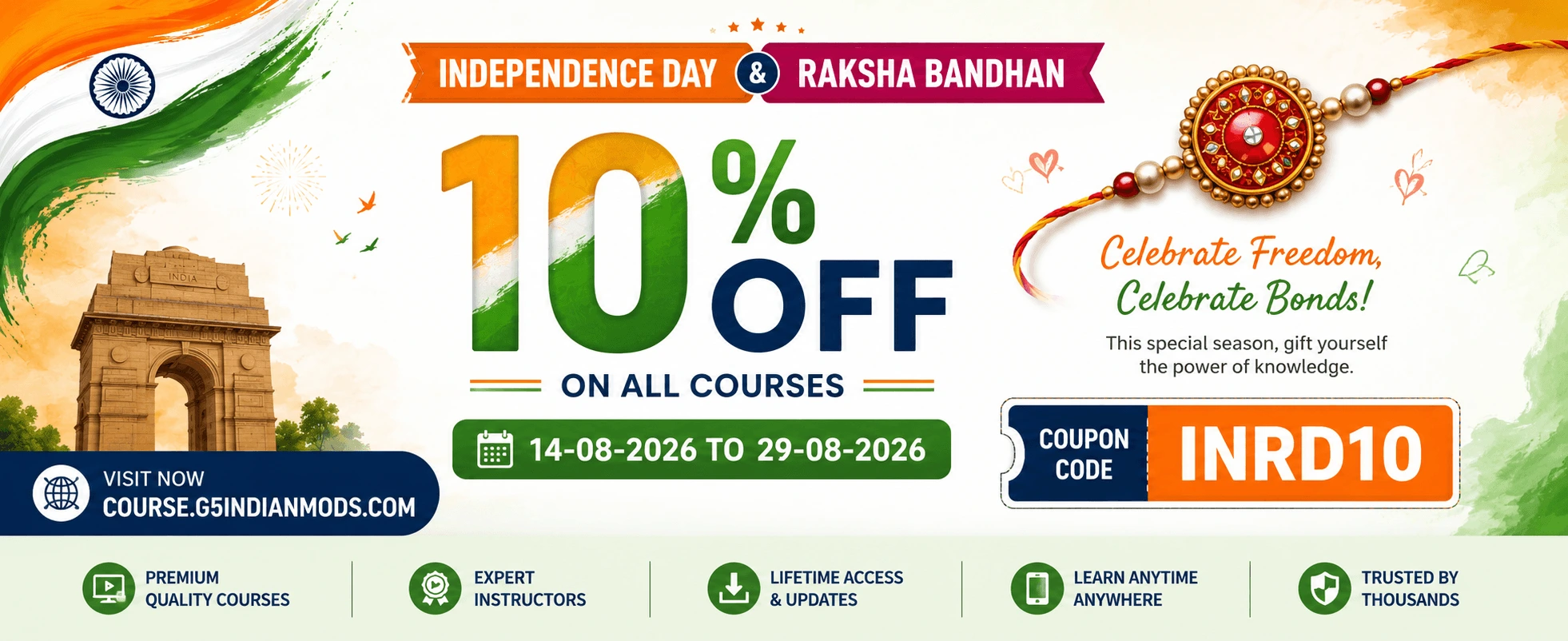 Independence Day & Raksha Bandhan Course Offer Banner – G5 Indian Mods Academy